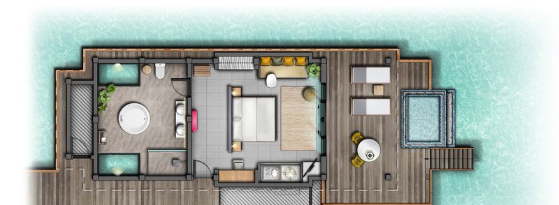 Standard - Plano Overwater Villa - Habitación sobre el agua